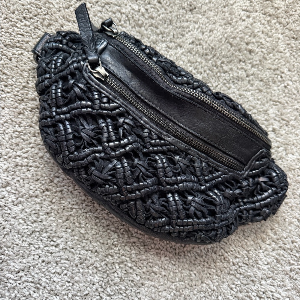 Black Woven Leather Annie Crossbody Bag by Latico Leathers